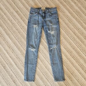 Current/Elliott Faded Blue Ripped Skinny Jeans